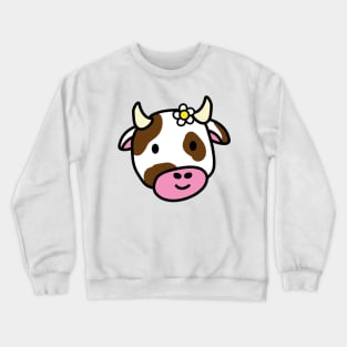 Cute cartoon dairy cow with daisy brown spots Crewneck Sweatshirt